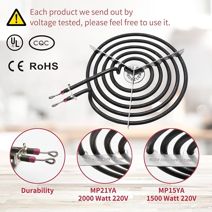 MP22YA Electric Stove Burner Element Replacement Set & W10290350 W10290353 4 Pack Black Drip Pans - Perfectly Fit Whirlpool Electric Range Stove Top