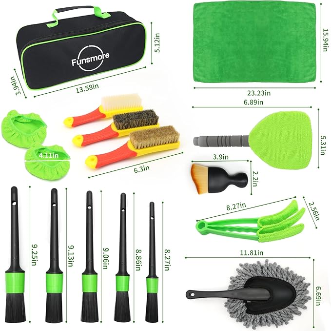 18Pcs Car Detailing Kit, Interior Car Cleaning Kit, Leather & Textile Car Interior Brush, Car Detailing Brush Set with Windshield Cleaning Tool Complete Car Interior Care Kit