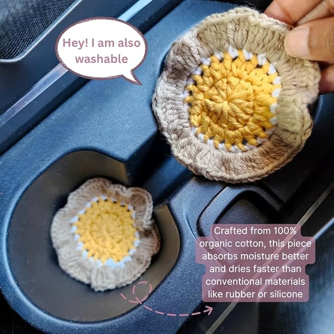Cotton Crotchet Ruffled Flower Coaster Set (Lemon Sorbet)