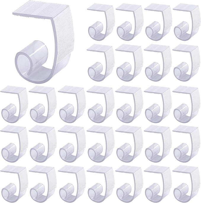 Glarks 30 Pack Plastic Table Cover Clips Tablecloth Clips Table Skirting Clips with Hook and Loop for 1 3/5 to 1 4/5 inch Table Great for Indoor Outdoor Wedding Party Picnic Events