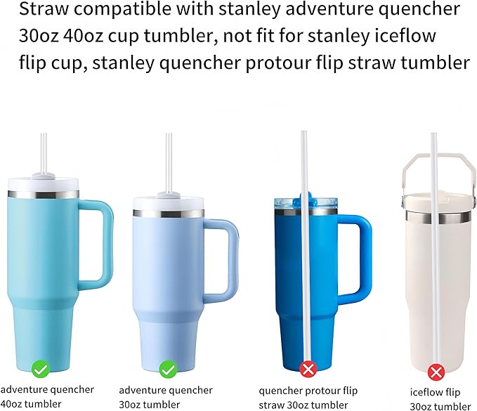 Replacement Straw Compatible with 40 oz Stanley Quencher Tumbler, 12 Inch Extra Long Reusable Plastic Straws for 40 Oz Cup,Pink-6 Pack