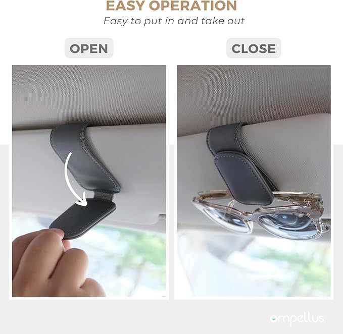 Magnetic Leather Sunglass Holder, Eyeglass Hanger Clip for Car Sun Visor, Suitable for Different Size Eyeglasses (Green, 1 Pack)