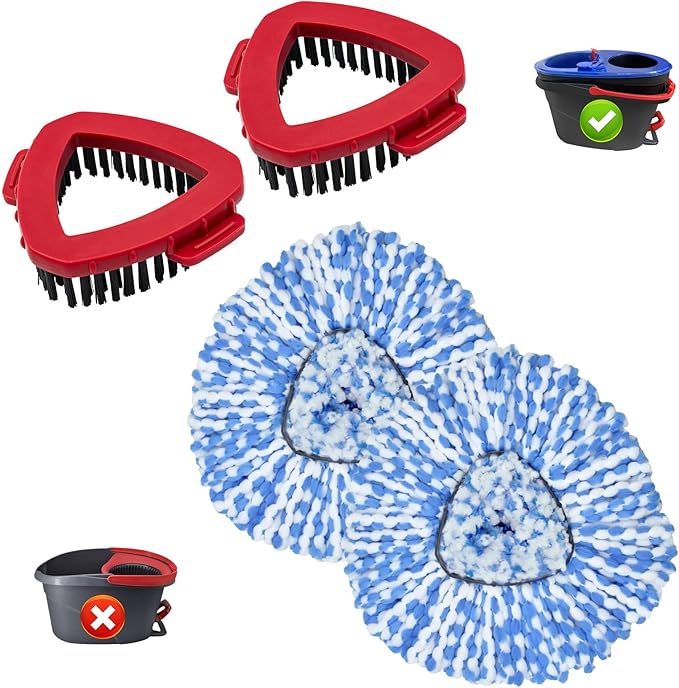 Mop Heads Replacements for Ocedar, Mop Replace Head for O Cedar, Mop Heads for O Cedar, Mop Replace Head for Cedar, Mop Heads for O Cedar Spin Mop Include 2 Pack Mop Refills & 2 Pack Scrubber Mop Head