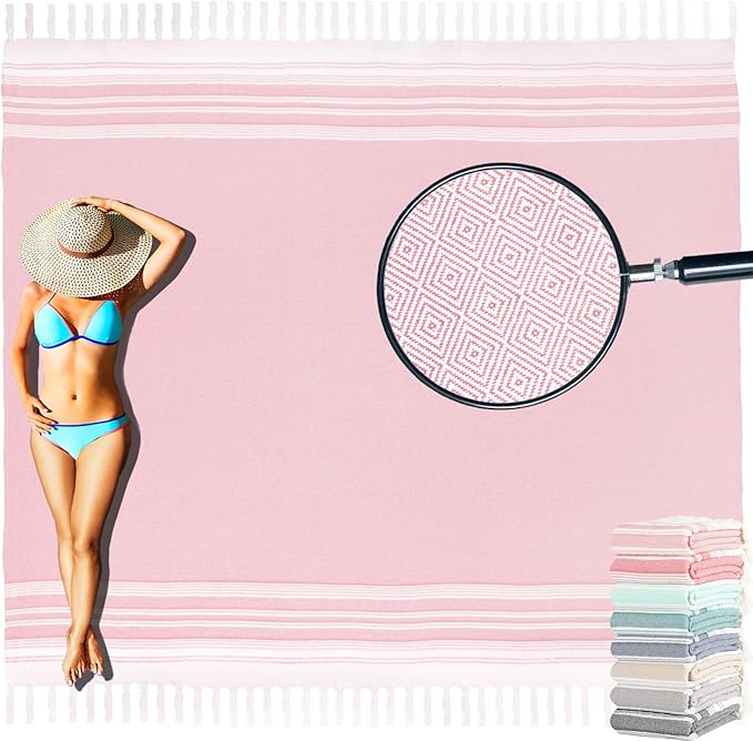 Oversized Turkish Beach Towel Blanket Cotton Giant XL Sandproof Towels Huge Linen XXL Extra Large Big Throw Quilt Blankets for Adults Cloud Travel Camping Glamping Accessories Essentials