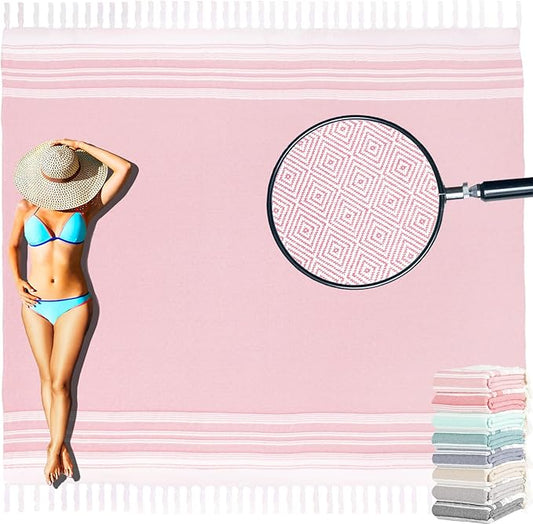 Oversized Turkish Beach Towel Blanket Cotton Giant XL Sandproof Towels Huge Linen XXL Extra Large Big Throw Quilt Blankets for Adults Cloud Travel Camping Glamping Accessories Essentials