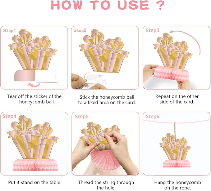 9Pcs 16th Birthday Decorations Pink Rose Gold Honeycomb Centerpieces for Girls,Happy 16th Birthday Table Centerpieces Party Supplies,Sixteen Year Old Birthday Table Toppers Decor
