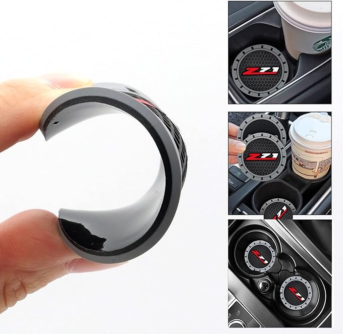 Car Cup Coaster for Chevy Z71 Recessed Silicone Cup Holder Coaster Interior Accessories 2.75in 2Pieces