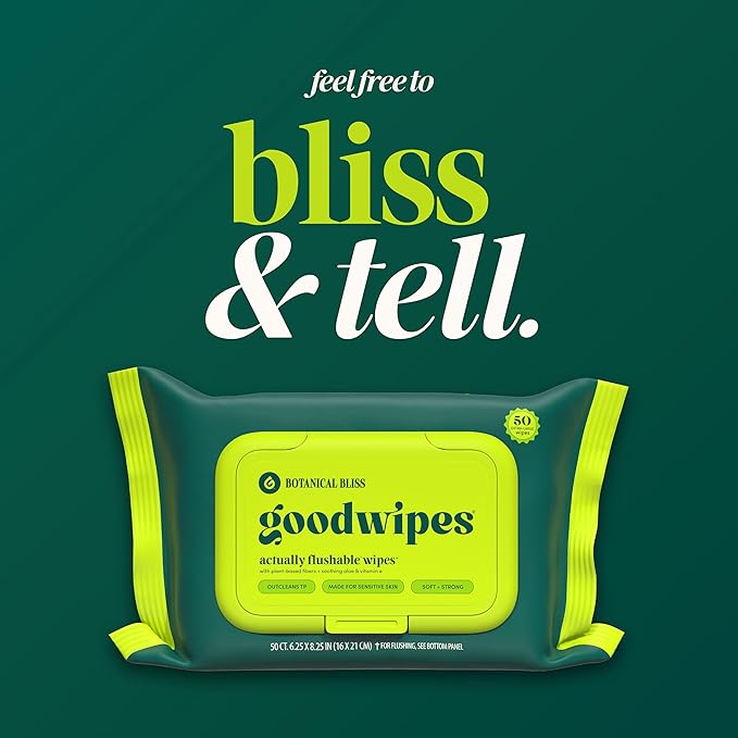 goodwipes Flushable Wipes Bulk Pack, Botanical Bliss Adult Wet Wipes for Women & Men, Sewer & Septic Safe, Toilet & Bathroom Essentials, Extra Large, 418 Count (8 Packs and 1 Travel Pack)