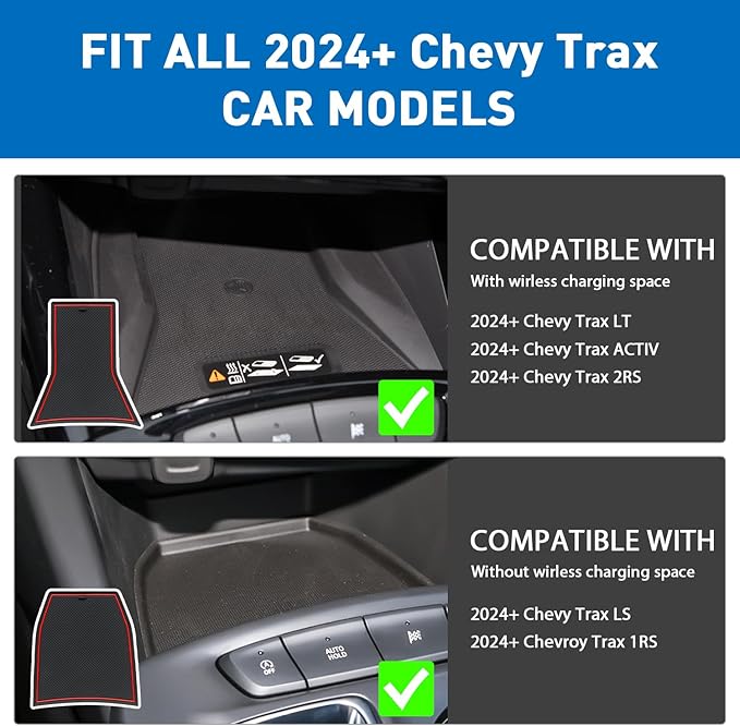 for 2024 2025 2026 Chevy Trax Accessories - for 2024 2025 2026 Chevrolet Trax (LS,1RS,LT,2RS,ACTIV) Cup Holder Inserts Door Slot Mat Compartment Center Console Liners (14 Pcs, Red Trim)