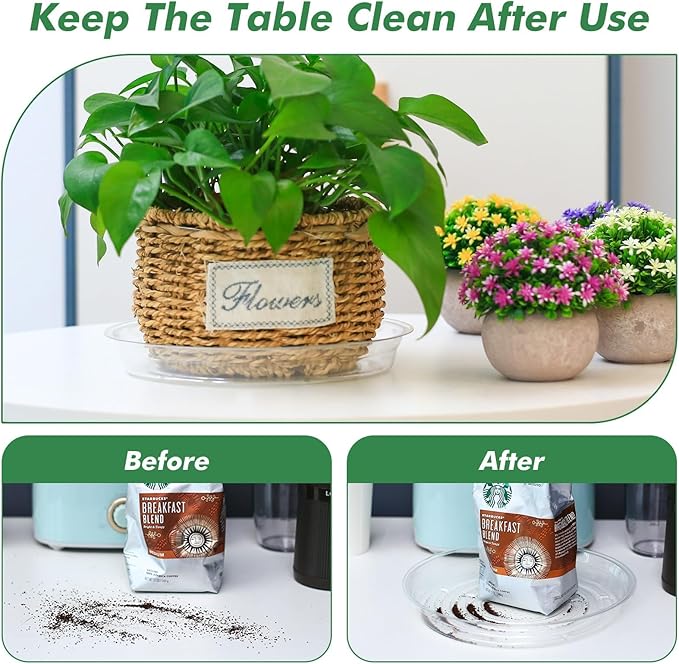 UltraOutlet 20 Pack Clear Plastic Plant Saucer 8 Inch Drip Trays Small Plant Plate Dish for Indoor Flower Pots and Planters, Bulk