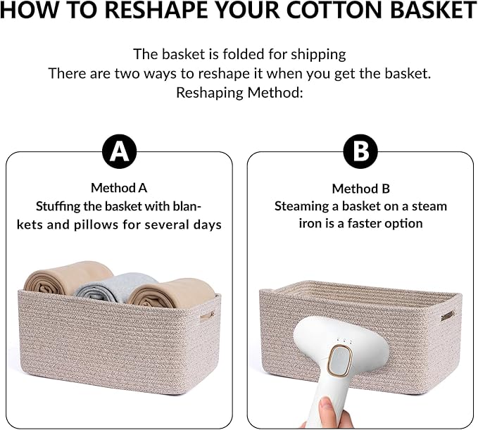 MiniArk Large Storage Baskets for Shelves, Closet Organizers Bins for Clothes Blanket Towels, Baby Nursery, Toy Baskets Box, Woven Rope Baskets, 17 x 13 x 7.5”, 3 Packs Mixed Brown