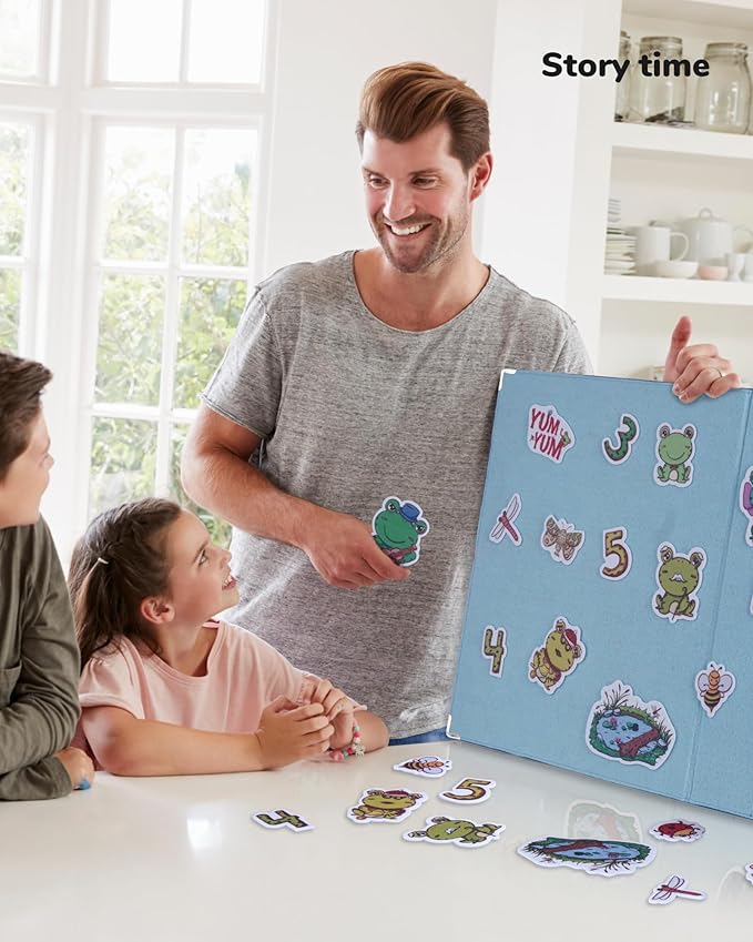 CHEFAN Foldable Felt Board for Toddlers, Freestanding Flannel Board for Kids, Preschool Classroom and Daycare Storytelling Use, Compatible with Felt Set, Large Blue