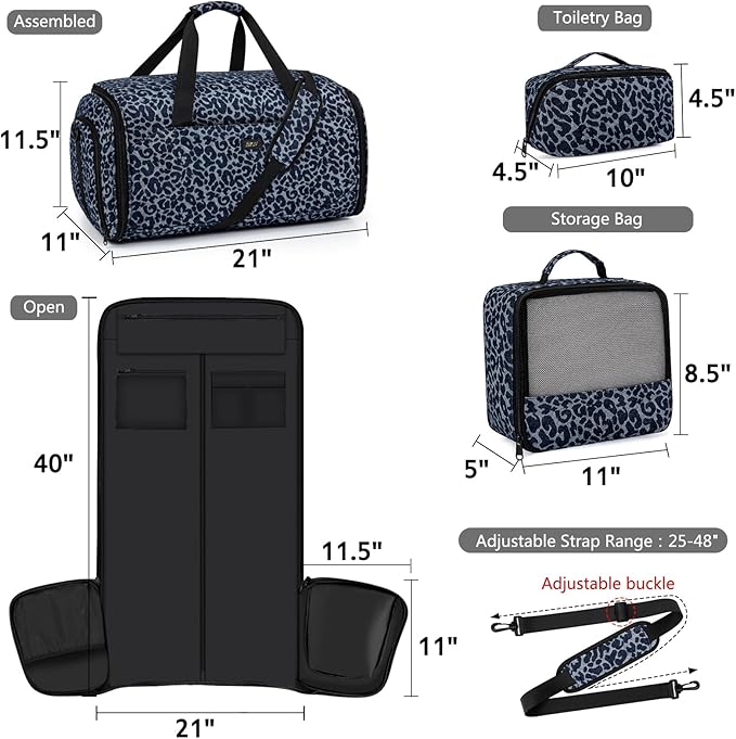 Convertible Garment Bags for Travel - Carry on Garment Duffle Bag with Backpack Straps for Men Women, 4 in 1 Large Travel Duffel Bags with Shoes Compartment Hanging Suit Dress Weekender Bag 3pcs Set