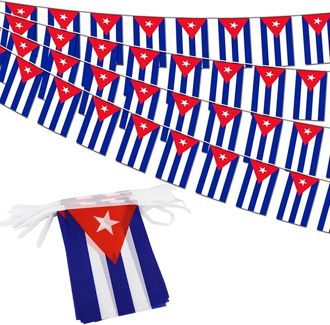 Cuba String Flag Pennant Banner - 38 Flags, 42 Feet Small Mini Cuban Flags Bunting Banner for Country Decoration, School, Party, Sports Events