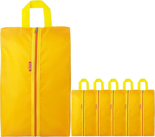 6pcs Portable Shoe Organizer, Travel Pouches with Zipper, Golf Shoe Bags, Clothes Bags, Soccer Cleats Bag Shoe Pouch for Gym, Waterproof, Odor-Resistant (Orange)