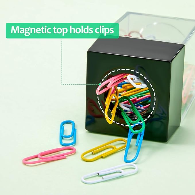 Outus 4 Pieces Magnetic Paper Clip Dispenser Holder Paperclip Dispenser for Desk, School, Office(Black)