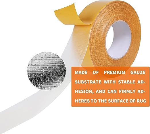 TAPEBEAR Heavy-Duty Double Side Carpet Tape, Carpet Tape for Rug, Wood, Floor, Residue-Free Rug Tape, Multipurpose Gripper Non Slip Tape, 2inch X 40yard, 4 Rolls