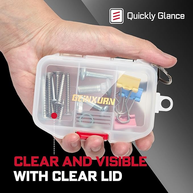 Small Parts Organizer, 4Pcs Plastic Transparent Portable Tools Boxes with Dividers for Small Accessories Storage Cases