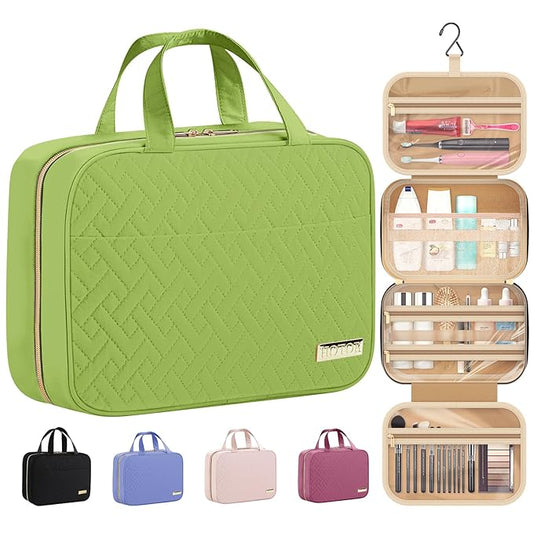 HOTOR Travel Toiletry Bag - Hanging Toiletry Bag for Women & Men, Makeup Bag/Big Compartment, Waterproof for Travel Accessories, Travel Essentials, Medium, Avocado Green