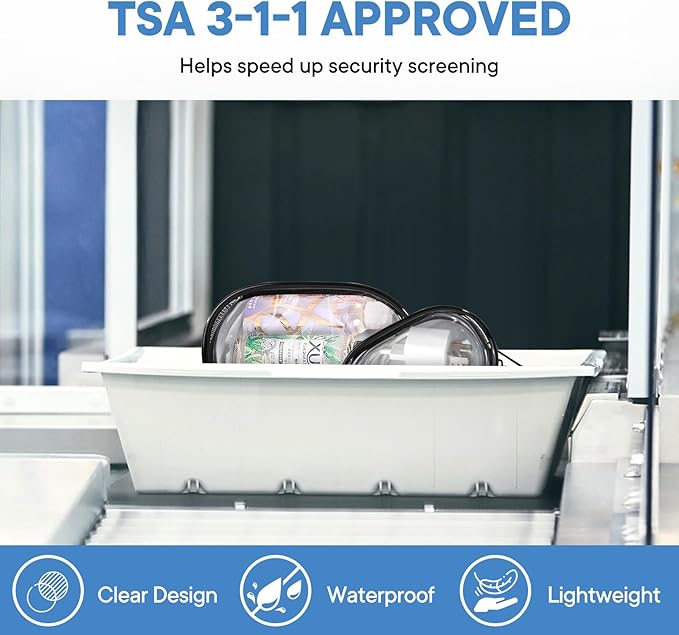 XEWEA Small Clear Toiletry Makeup Bag Portable Waterproof, 3PCS TSA Approved Cosmetic Case with Zipper, Electronics Organizer Cable Charger Pouch, Travel Essentials, Accessories Bag Purse