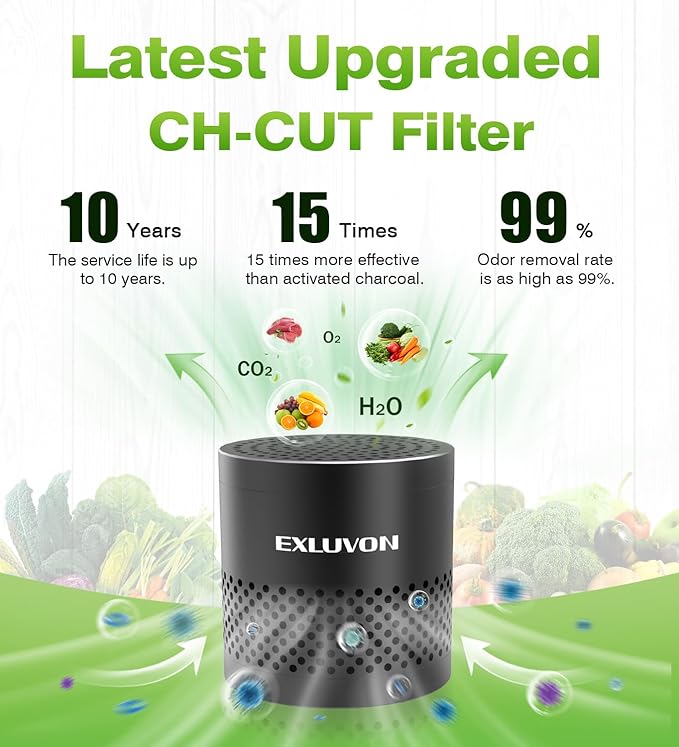 Refrigerator Deodorizer, Fridge Odor Eliminator Lasts for 10 Years, Household Essentials Travel Size Air Purifiers, More Effective Than Baking Soda and Bamboo Charcoal Air Purifying Bag, Black