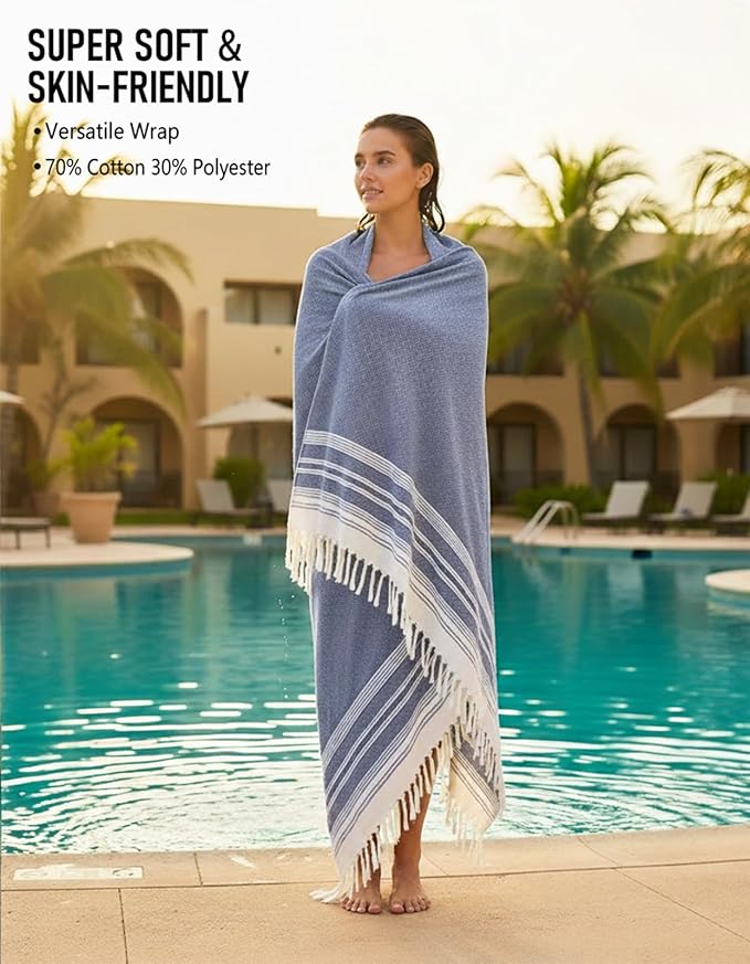 Oversized Turkish Beach Towel Blanket Cotton Giant XL Sandproof Towels Huge Linen XXL Extra Large Big Throw Quilt Blankets for Adults Cloud Travel Camping Glamping Accessories Essentials