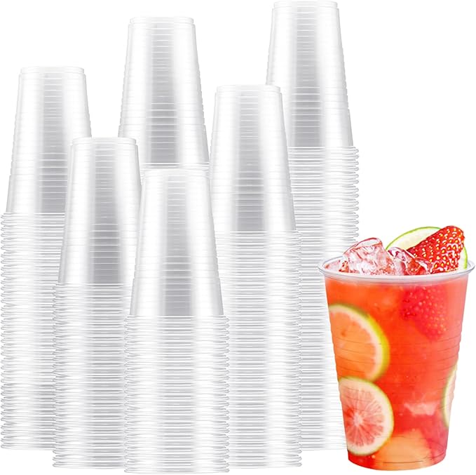 Lamosi 300 Count 16 oz Plastic Cups, Clear Plastic Cups Disposable, Plastic Drinking Cups Bulk for Party, Events