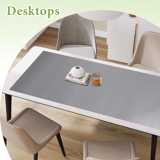 Shelf Liners for Kitchen Cabinets 12in x 30FT Non Adhesive Drawer Liner Grey Thickened Shelf Liner Paper Strong Non-Slip Easy to Clean for Tool Box Refrigerator with Knife and Tape Measure