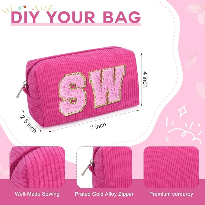 SOIDRAM Makeup Bag Preppy Cosmetic Bag Bulk Makeup Pouch Personalize Travel Toiletry Bag Organizer Cute DIY Makeup Brushes Storage Bag for Women