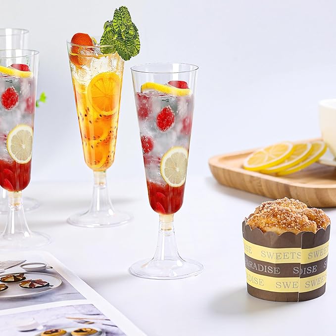 SUREHOME Plastic Champagne Flutes Disposable Champagne Glasses 20 Pack 5 Oz Clear Plastic Mimosa Glasses Acrylic Wedding Toasting Cups for Graduation Birthday Party Supplies 2026 Bar Cocktail Cups