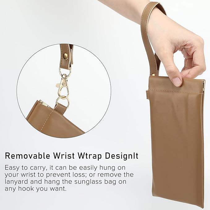 2Pack Leather Glasses Case for Women Men Book-like Hard Shell Eyeglass Bag With Carrying Strap Soft Sunglasses Pouch