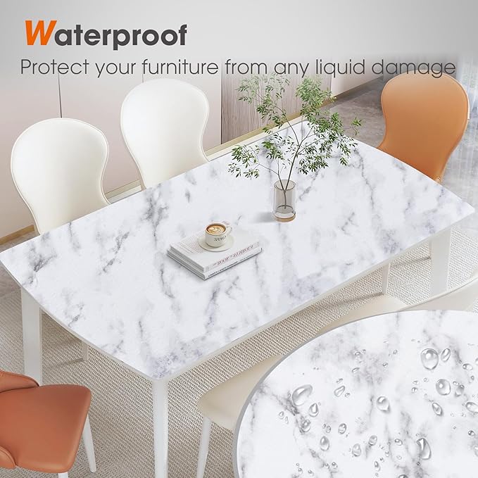 Drawer and Shelf Liner, Non-Slip Kitchen Cabinet Liners Non-Adhesive Thick Strong Grip Waterproof Washable Mats Protect Dresser Shelves Cupboard Bathroom Cabinets, White Marble, 24 in X 10 FT