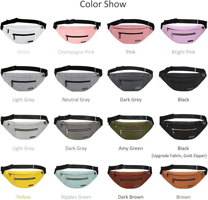 MAXTOP Large Crossbody Fanny Pack with 4-Zipper Pockets, Gifts for Enjoy Sports Festival Workout Traveling Running Casual Hands-Free Wallets Waist Pack Phone Bag Carrying All Phones