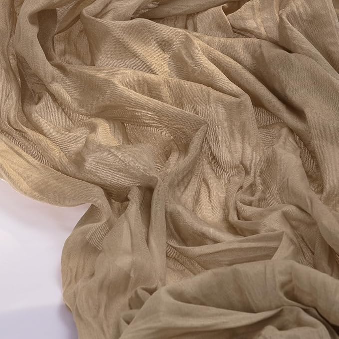 Socomi 15pcs Nude Brown Cheesecloth Table Runner Summer Boho Rustic Gauze 120 inch 10FT Cheese Cloth Sheer Runner for Wedding Party Baby Shower Birthday Home Decor Holiday Decorations