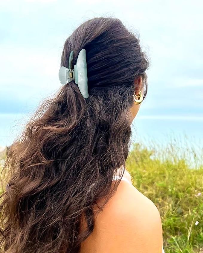 4Pcs Large Hair Claw Clips - Acrylic Big Hair Clips for Thick Hair Strong Hold Hair Jaw Clips Non-slip Banana Hair Barrettes Clips for Women Girls (Sparkle(white/purple/pink/green))