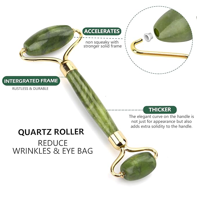Deciniee Jade Roller and Gua Sha Set - Beauty Face Massager & Guasha Tool for Eye, Neck, Body - 2 in 1 Skin Care Massage Tools, Muscle Releaxing and Relieve Wrinkles