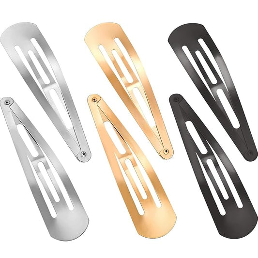 WILLBOND 30 Pieces 3.1 Inch Large Metal Snap Hair Clips Nonslip Barrettes Women Hair Accessories(Gold, Silver, Black)