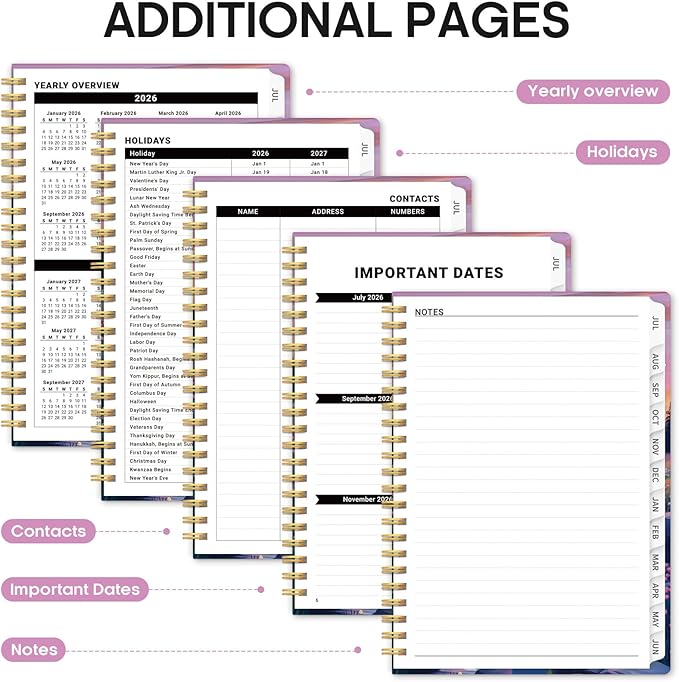 Planner 2026-2027, Academic Year Weekly and Monthly Calender Planner, from Jul 2026 - Jun 2027, Spiral Bound School Planning Book, Perfect for Teacher, Student, Women & Men, A5 (6.3" x 8.5"), Alpine Twilight