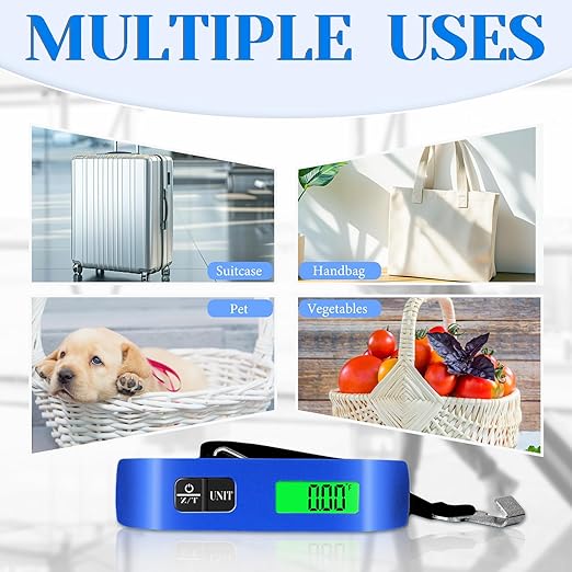 Luggage Scale, 110lb Luggage Weight Scale with 4 Unit Switching Functions & LED Display, Luggage Scale Travel Digital for Weighing Luggage, Backpacks, Packages and Markets (Blue)