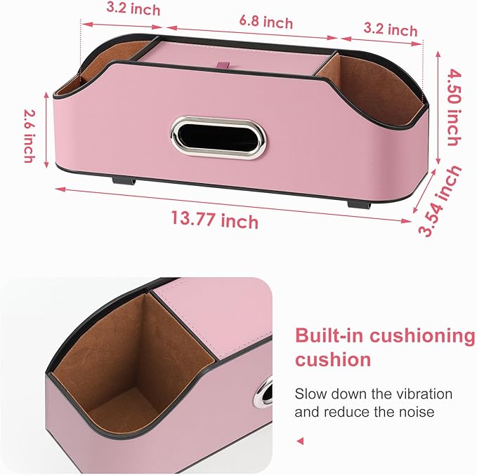 Sancaral Car Rear Backseat Extra Multifunctional Drink Cup Holder Organizers with Tissue Storage Box Organizer & Hooks for Car Seat Back. Pink