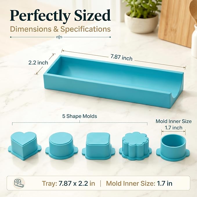 5 PCS Cake Pop Mold Set with 7.87-inch Tray, Heart Square Cloud Oval Round 3D Printed Cake Pop Cutter and Pusher, Baking Molds for Home Baking, Birthday Parties, Wedding Desserts