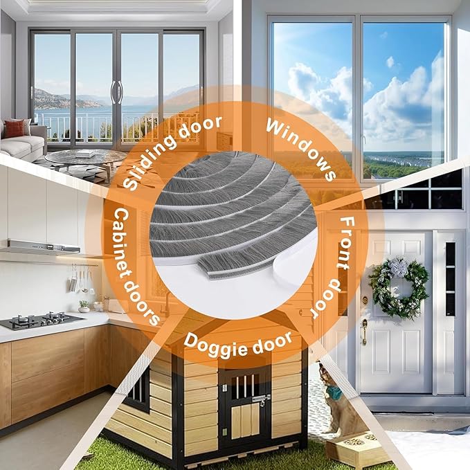 Bruiefpap 39.4FT Weather Stripping for Doors and Windows, Self-Adhesive Soundproofing Door Seal, Door Insulation for Sliding, Exterior, Frames and Front, 0.35'' Wide x 0.35'' Thick, White