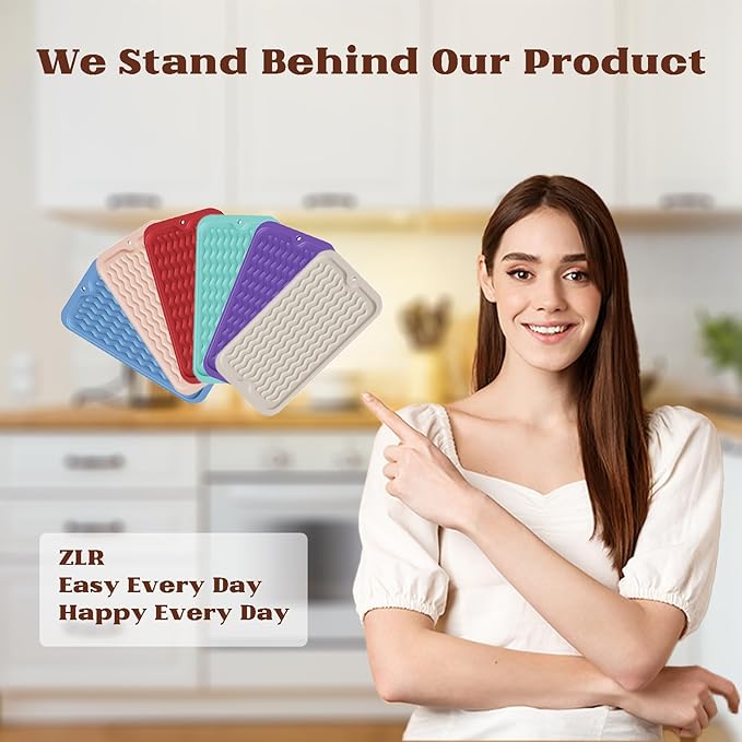 ZLR Silicone Dish Drying Mat for Kitchen Counter, Eco-Friendly Fast Dry Dish Mat, Easy Clean Multi Usage Drying Matt, Heat Resistant Trivet, 6" x 12" Extra Small, Dark Gray