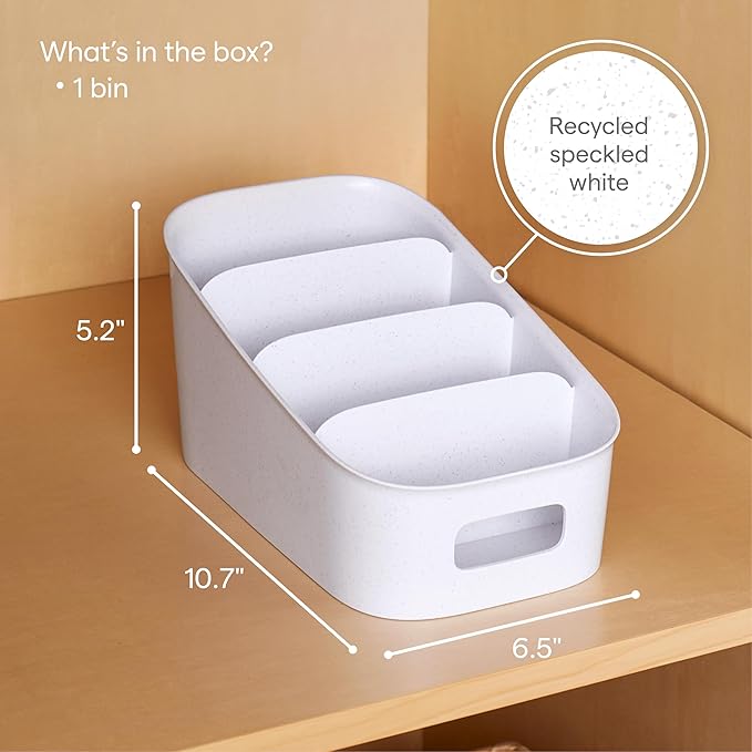 YouCopia ShelfBin Packet Organizer,4-Tier Stairstep Raised Divided Bin,BPA-Free Storage Caddy for Kitchen Pantry and Cabinet Organization,Tea Bags,Medicine,and More,(Pack of 6)