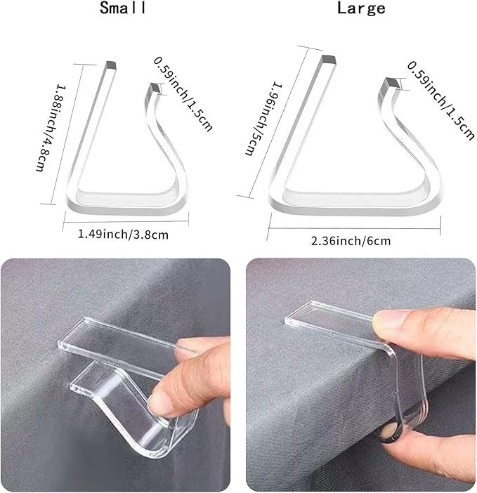 24 Pcs Clear Tablecloth Clips for Outdoor Table Cloth Clips for Keep Tablecloth from Sliding Transparent Plastic Cloth Clips for Camping Party Folding Thick Tables Wind Resistant Secure Table Cover L