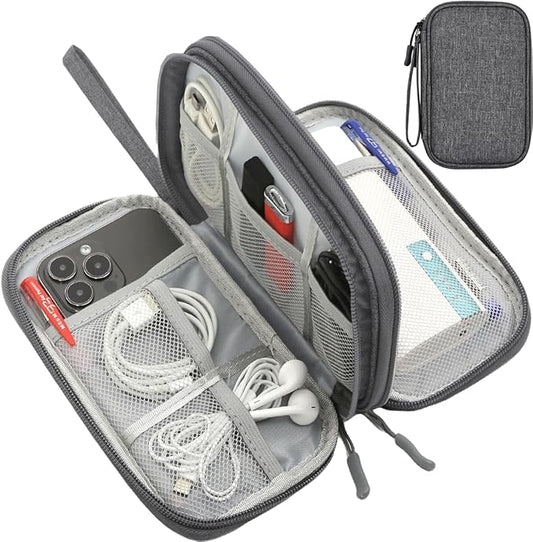 Travel Cord Organizer Electronics Organizer Travel Case, Travel Cable Organizer Bag Waterproof Portable Accessories Case for Cable, Charger, Phone, Power Bank, Earphone (Dark Gray, Large)