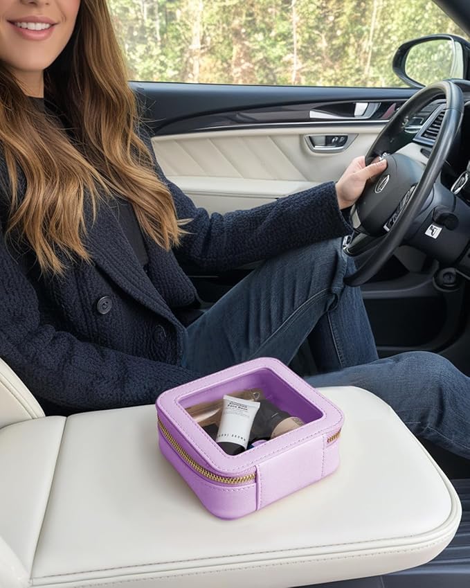 Travel Clear Makeup Bag Set, TSA Approved Cosmetic Bag Case with Zipper Portable Makeup Pouch Toiletry Bag Women Traveling Cosmetic Organizer Storage Bag Car Organizer Car Essentials for Women