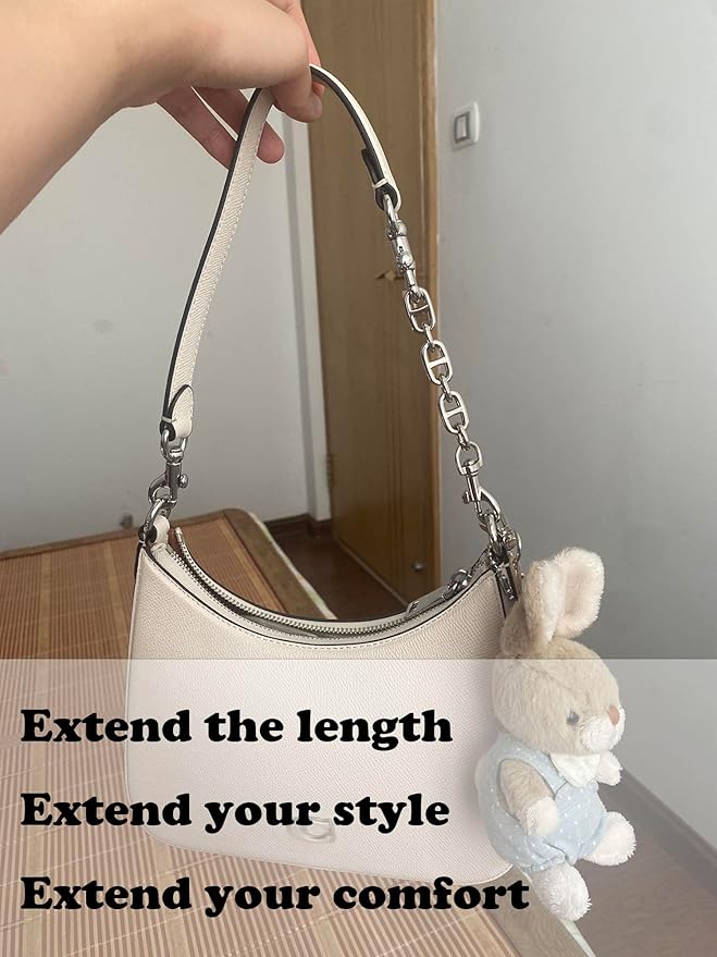 2Pcs Purse Strap Extender, Woman Bag Chain Extender, Shoulder Crossbody Purse Chain Extender for Tabby Nolita Silver (2 Strap Extender - Silver)