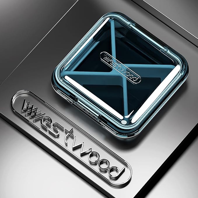 DUBSTAR Daily Pill Organizer,4 Compartments Portable Travel Small Pill Case, Pill Box for Purse Pocket to Hold Vitamins,Cod Liver Oil,Supplements and Medication (Blue)