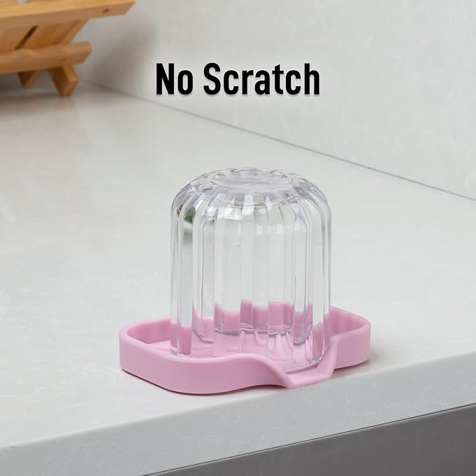 Zulay Kitchen Small Silicone Sponge Holder (4.9x3.3”) – Space-Saving Sink Organizer Tray for Sponge, Soap, Brush & More – Compact Non-Slip Dish for Kitchen & Bathroom (Pink)